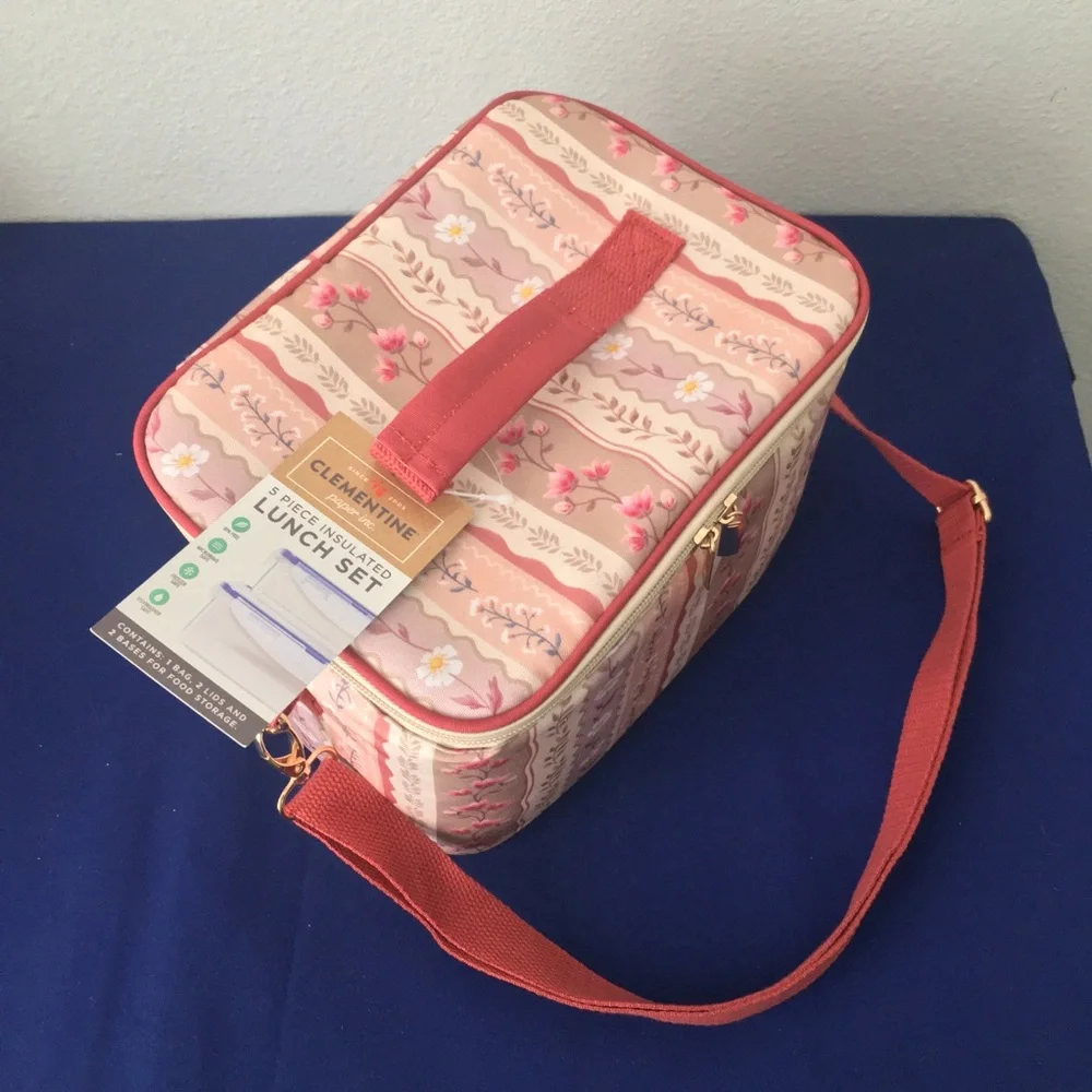 Vintage Flower and Vine Lunch Bag Set With Accessories